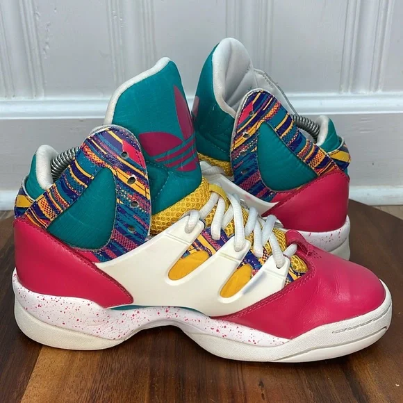 adidas Multicolor High-Top Athletic Sneakers — Pink, Teal, Yellow - Picture 9 of 16
